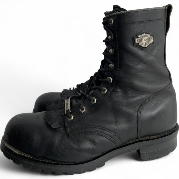 Harley Davidson Steel Toe Combat Leather Motorcycle Biker Work Boots Men's 14 - Picture 2 of 15